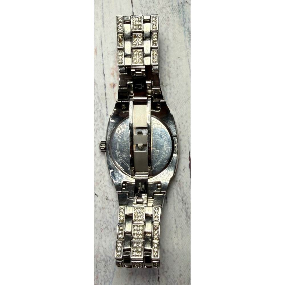 Bulova 96C002 Men's Phantom Crystal Pave Stainless Steel Watch NEEDS A NEW BATT - Picture 5 of 5